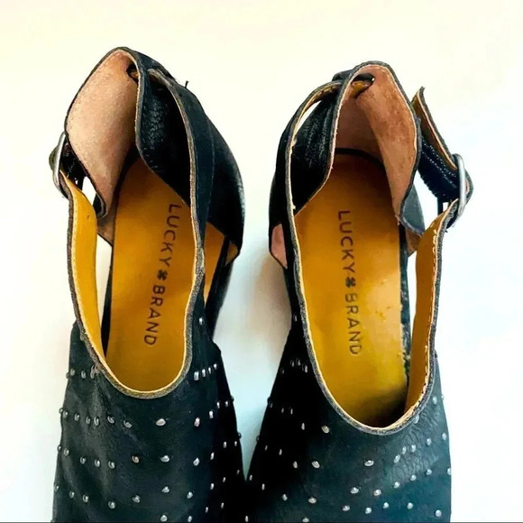 Lucky Brand Bankks Leather Studded Peep Toe Booties - Picture 8 of 9